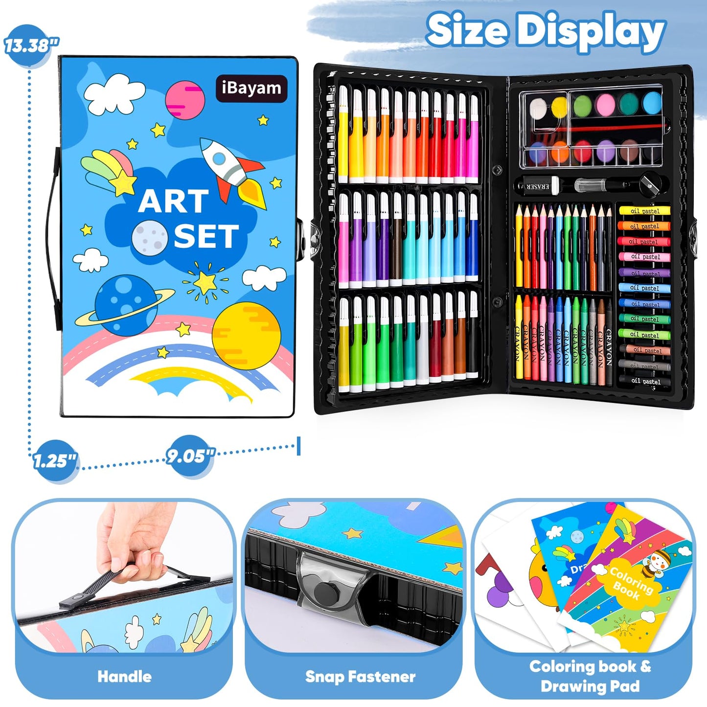 iBayam Art Supplies, 149-Pack Drawing Kit Painting Art Set Art Kits Gifts Box, Arts and Crafts for Kids Girls Boys, with Coloring Book, Crayons, Pastels, Pencils, Watercolor Pens (Pink)