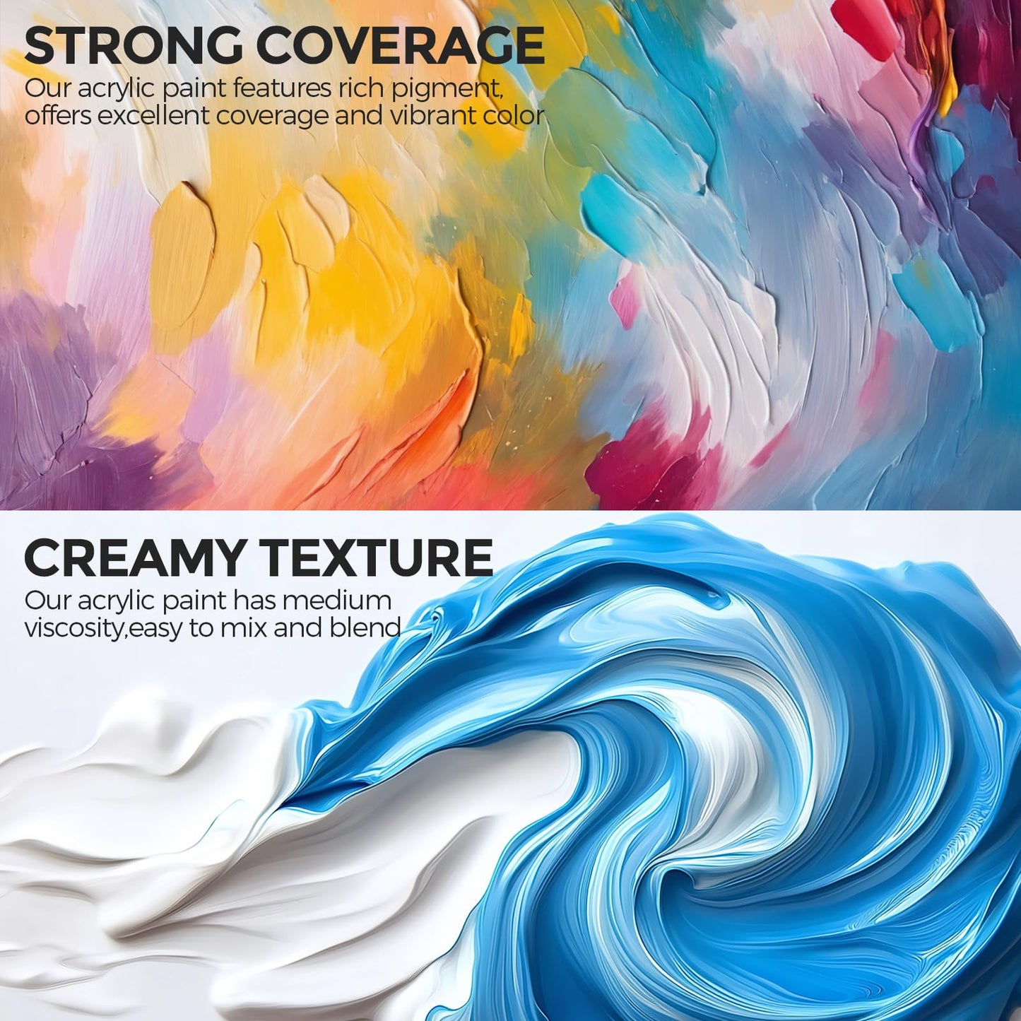 15 Colors Large Acrylic Paint Set (16.9 oz,500 ml), Bulk Acrylic Paint Non-Toxic Art Painting Supplies on Multi Surface Canvas Wood Craft Fabric Rock for Artist Beginner with Color Wheel