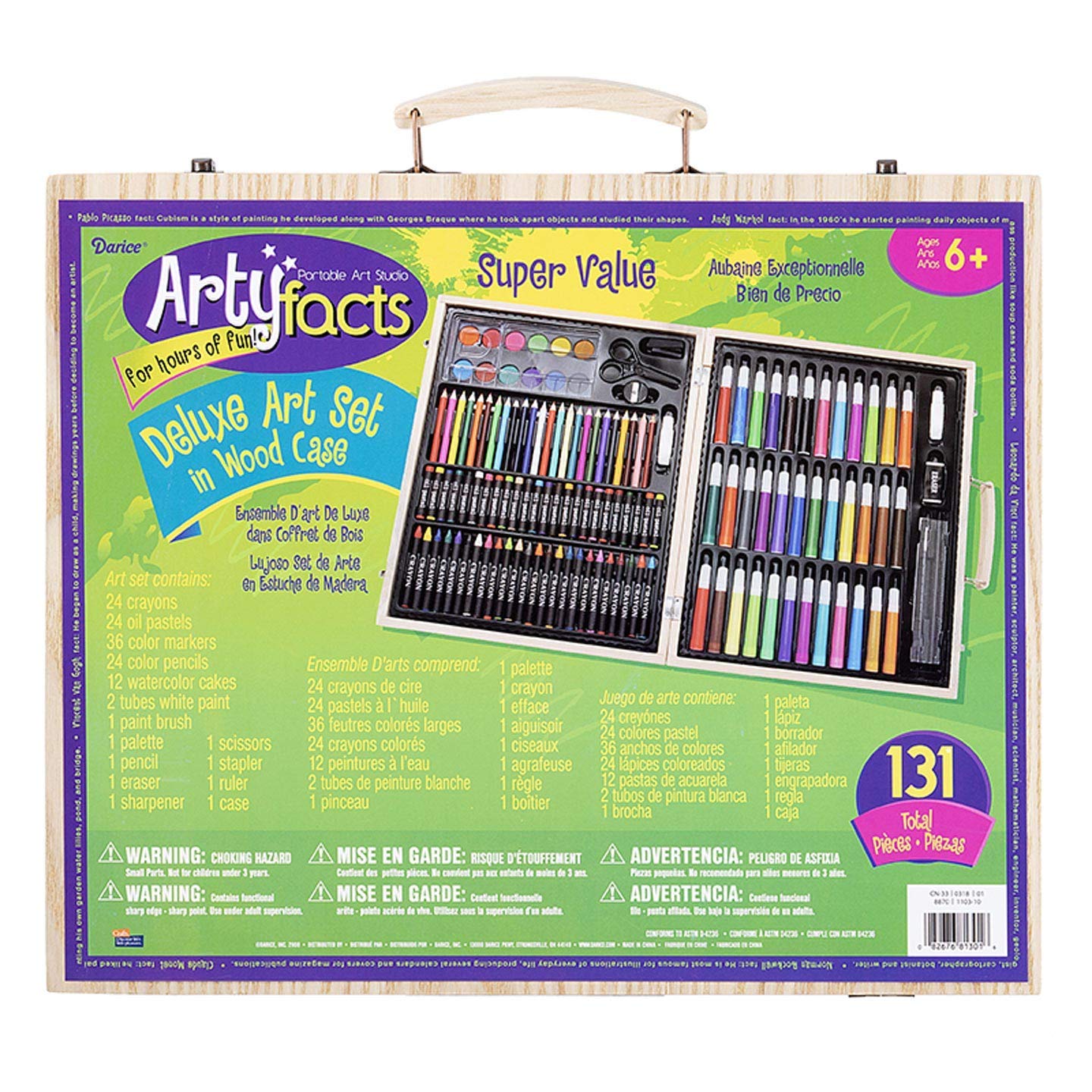 Darice 120-Piece Deluxe Art Set – Art Supplies for Drawing, Painting and More in a Plastic Case - Makes a Great Gift for Children and Adults