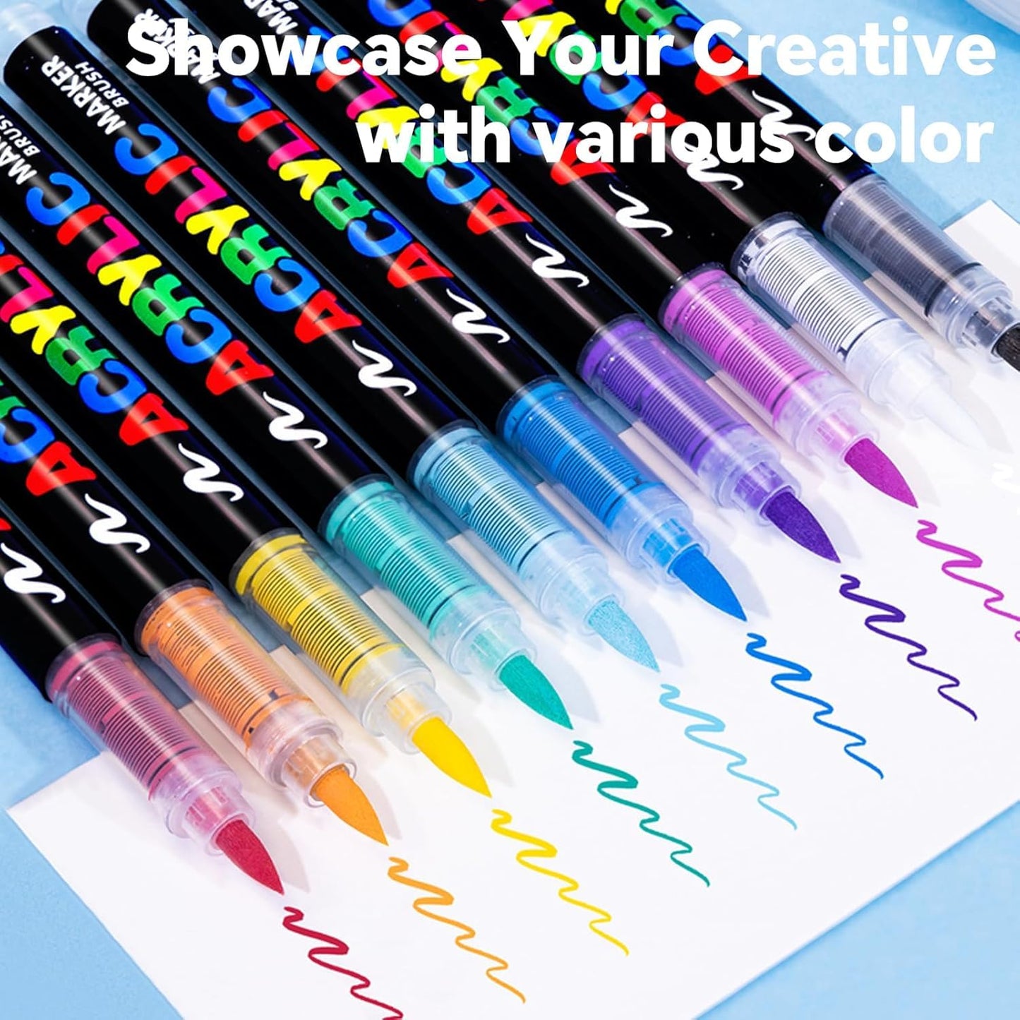 Guangna 168 Acrylic Paint Markers, Brush Tip Acrylic Paint Pens, Quick-Drying Waterproof Ink, for Rock Painting Plastic Wood Canvas Glass Ceramic Metal Art Crafts Supplies Gift