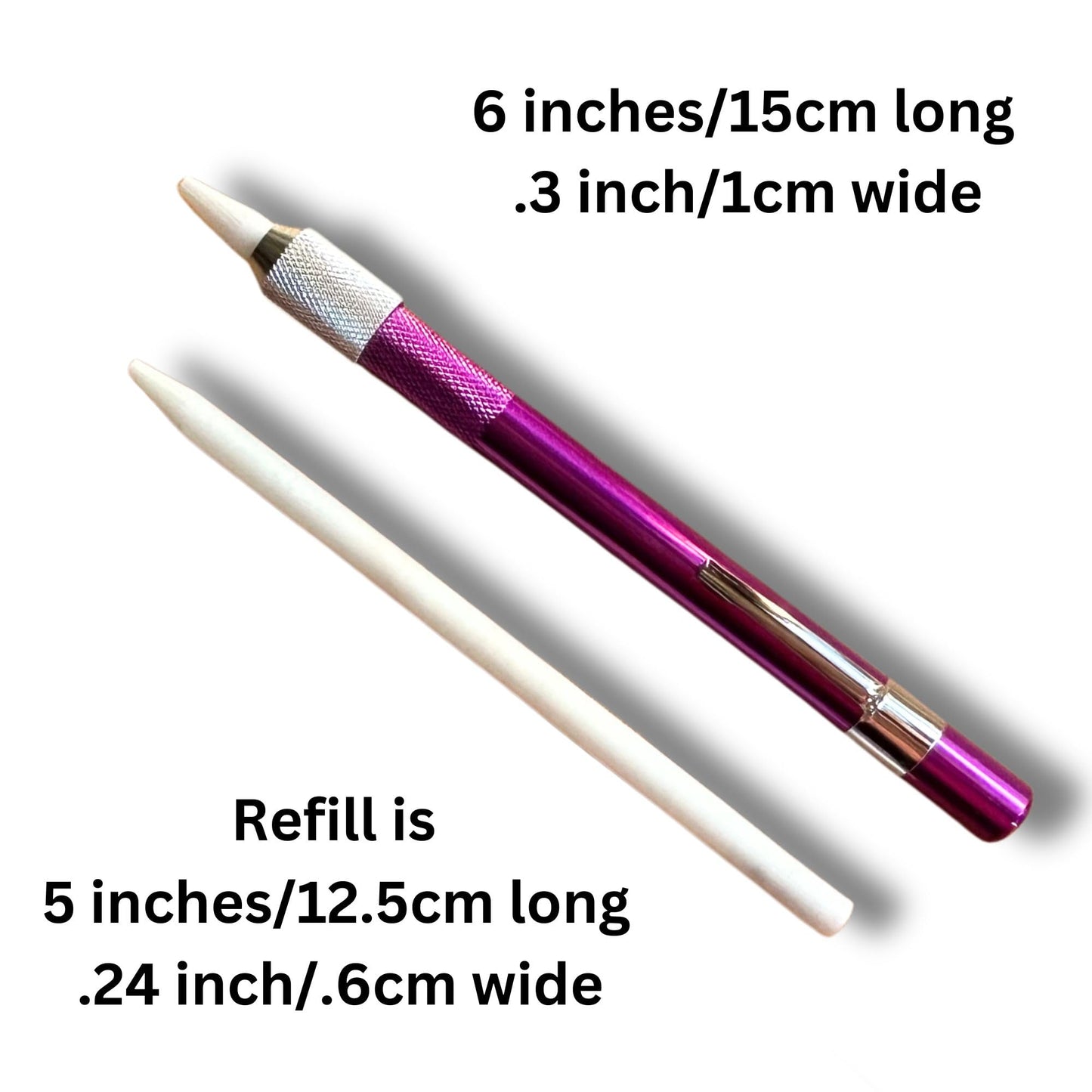 Happy Dotting Company Erasable soapstone marker with holder idea for dotting mandala art guidelines on dark surfaces - white grey color