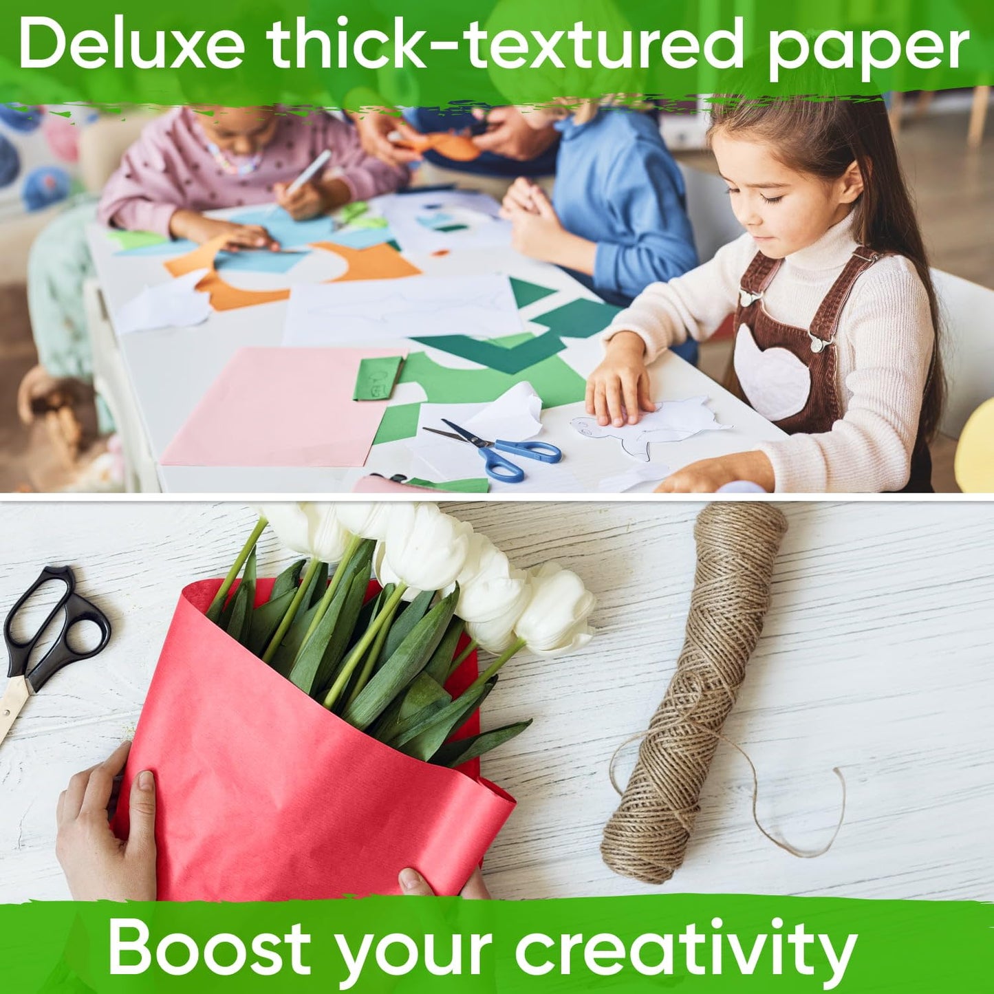 12" x 1200" (100 ft) USA Made Multi-Color Kraft Paper Rolls Set, 45 lbs, 12 Rolls – Colored Kraft Paper for Packing, Arts and Crafts, DIY Projects, Gift Wrapping