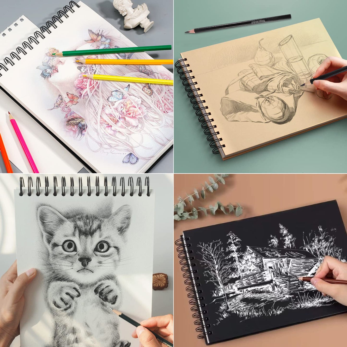 Heshengping, Sketching Pencil Set Drawing Pen Charcoal Sketch Kit Cover Graphite Pencils Charcoal Pencils Watercolor Pencils Paper Erasable Pen Beginners Artist Children and Adults(39pcs Art Supplies)