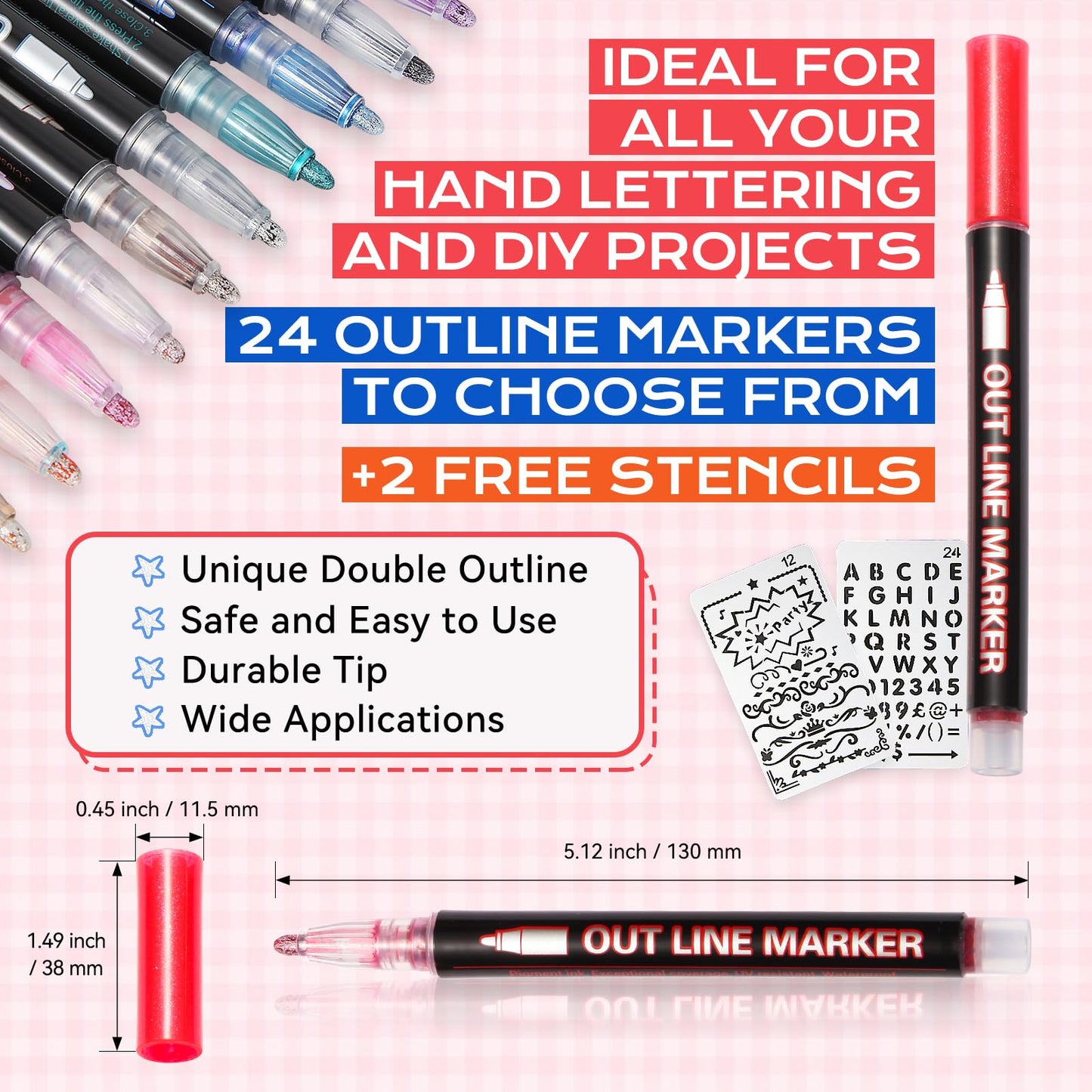 Jim&Gloria Outline Acrylic Paint Markers - Silver Metallic Glitter Permanent Pens Set, DIY Crafts Scrapbook Art Supplies for Kids Ages 6 8 9-12+ Teen Trendy Stuff Girls Gifts Classroom Must Haves
