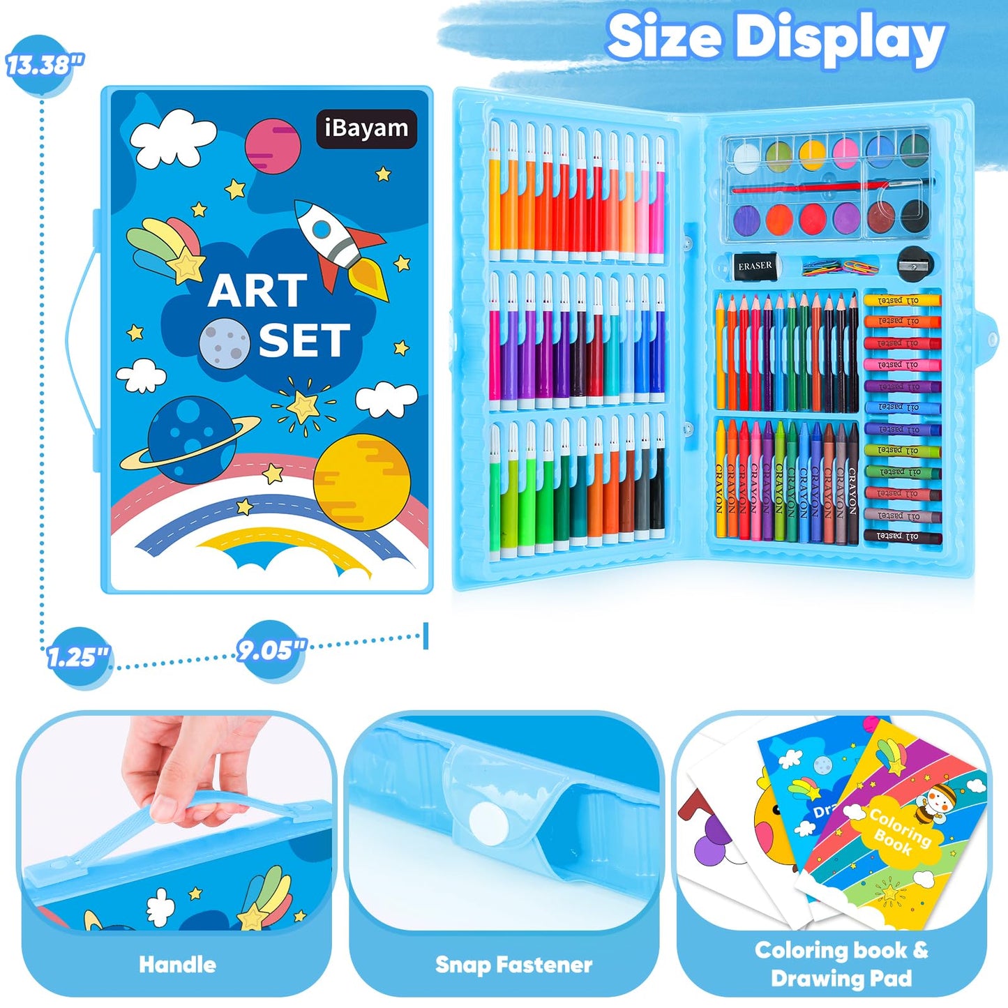 iBayam Art Supplies, 149-Pack Drawing Kit Painting Art Set Art Kits Gifts Box, Arts and Crafts for Kids Girls Boys, with Coloring Book, Crayons, Pastels, Pencils, Watercolor Pens (Pink)